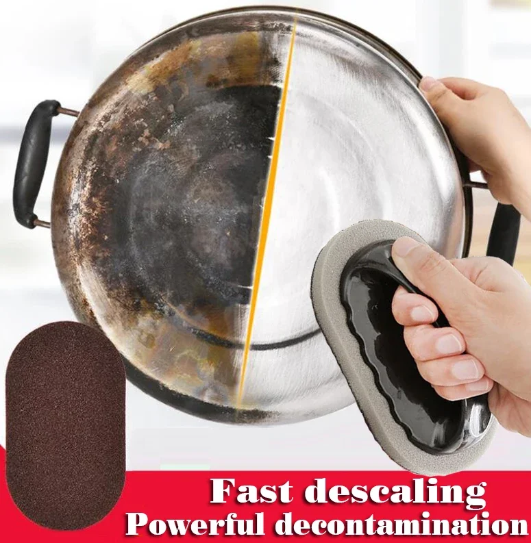 Kitchen Cleaning Brush Household Eraser Washing Dishes with Diamond Sand Scouring Cloth Sponge Eraser with Handle Kitchen Tool