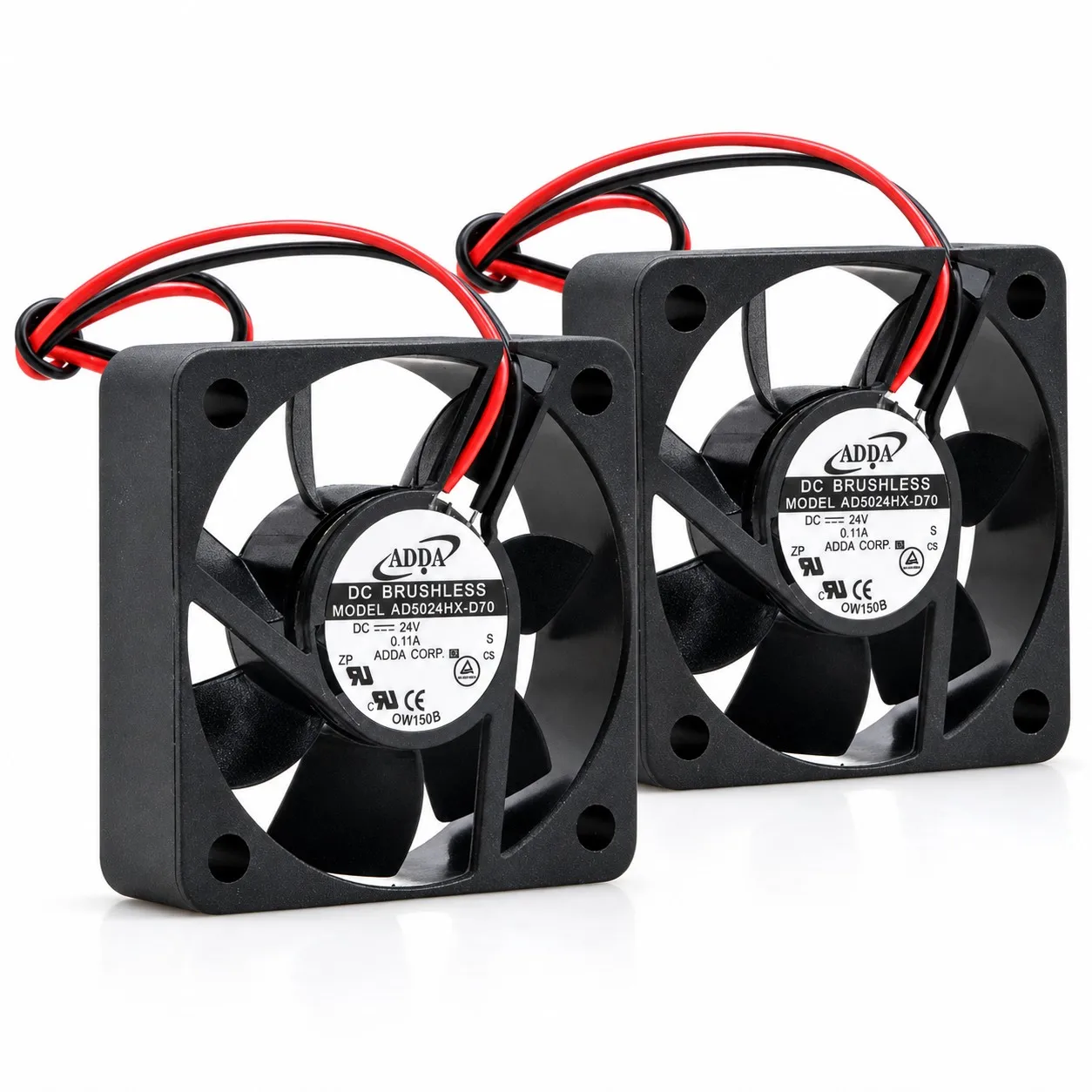 AD5024HX-D70 DC Cooling Fan 50x50x15mm 5015 24V 0.11A 5000RPM 2-Wire 2-Pack for ADDA