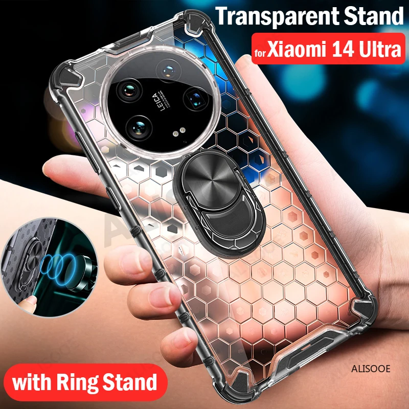 Transparenter Stand Funda für Xiaomi 14 Ultra Case Clear Wärme ableitung halter Capa für Xiaomi Mi 14 Ultra Cover