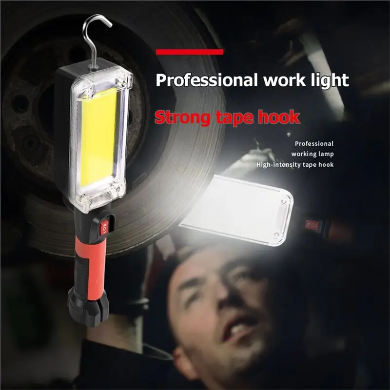 AWAH Floodlight Rechargeable Lamp Led Work Light Portable Magnetic Light Hook Clip Waterproof Includes Two 18650 Battery