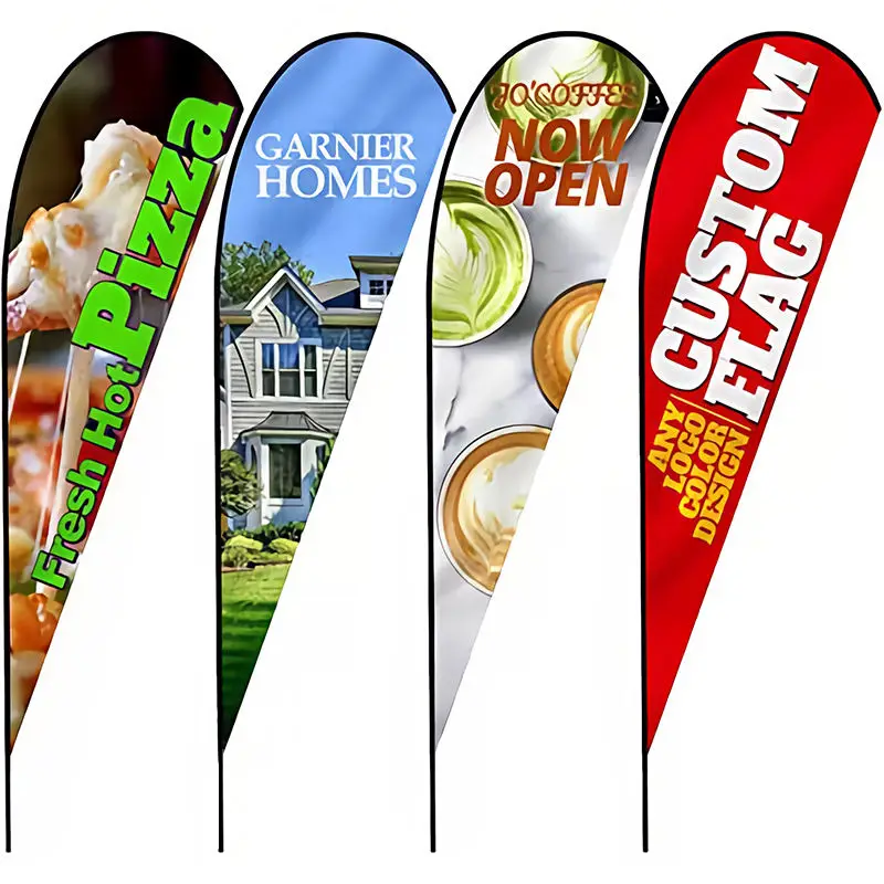 

For Outdoor Business and Events Promotion Single or Double Sided Custom Beach Feather Flag Advertising Teardrop Flag