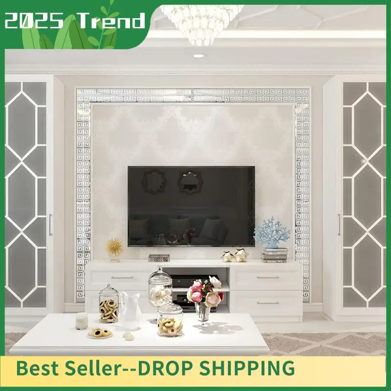 AD33 HOT 60Pcs DIY Geometric Shape Acrylic Decorative Mirror Stickers Removable Adhesive Wall Mirror Décor For Living Room