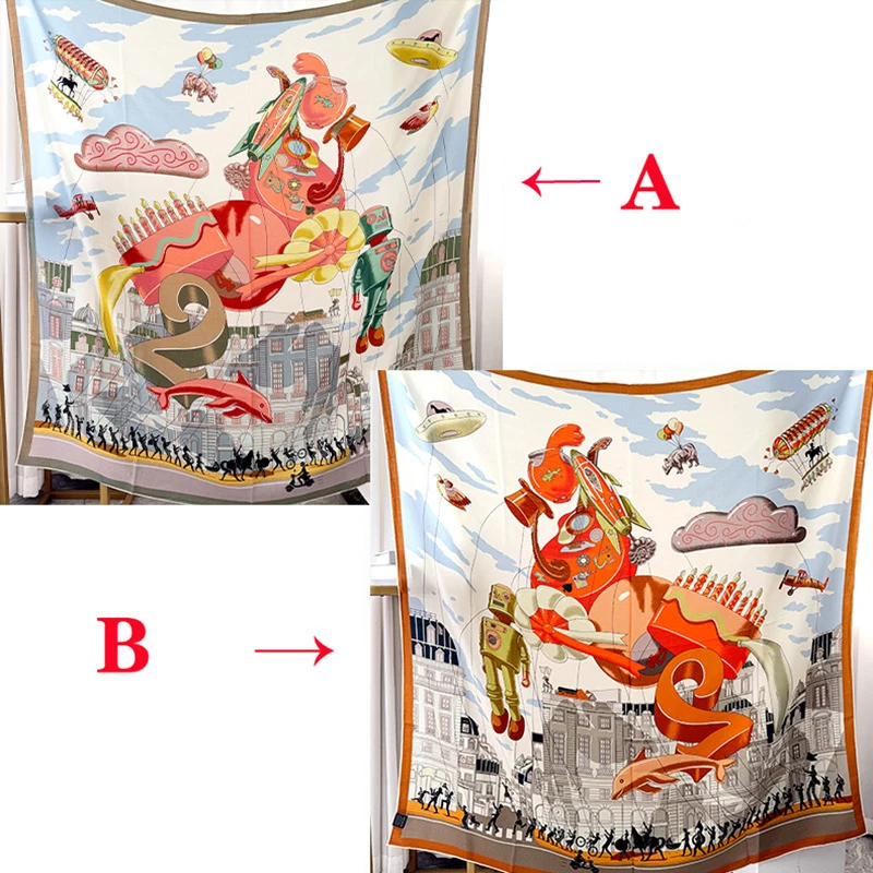 

Double Faced Print Silk Wool Scarf Women Rolled Edges Shawls Winter Accessories Luxury Head Hair Big Bandanas Neck Decoration