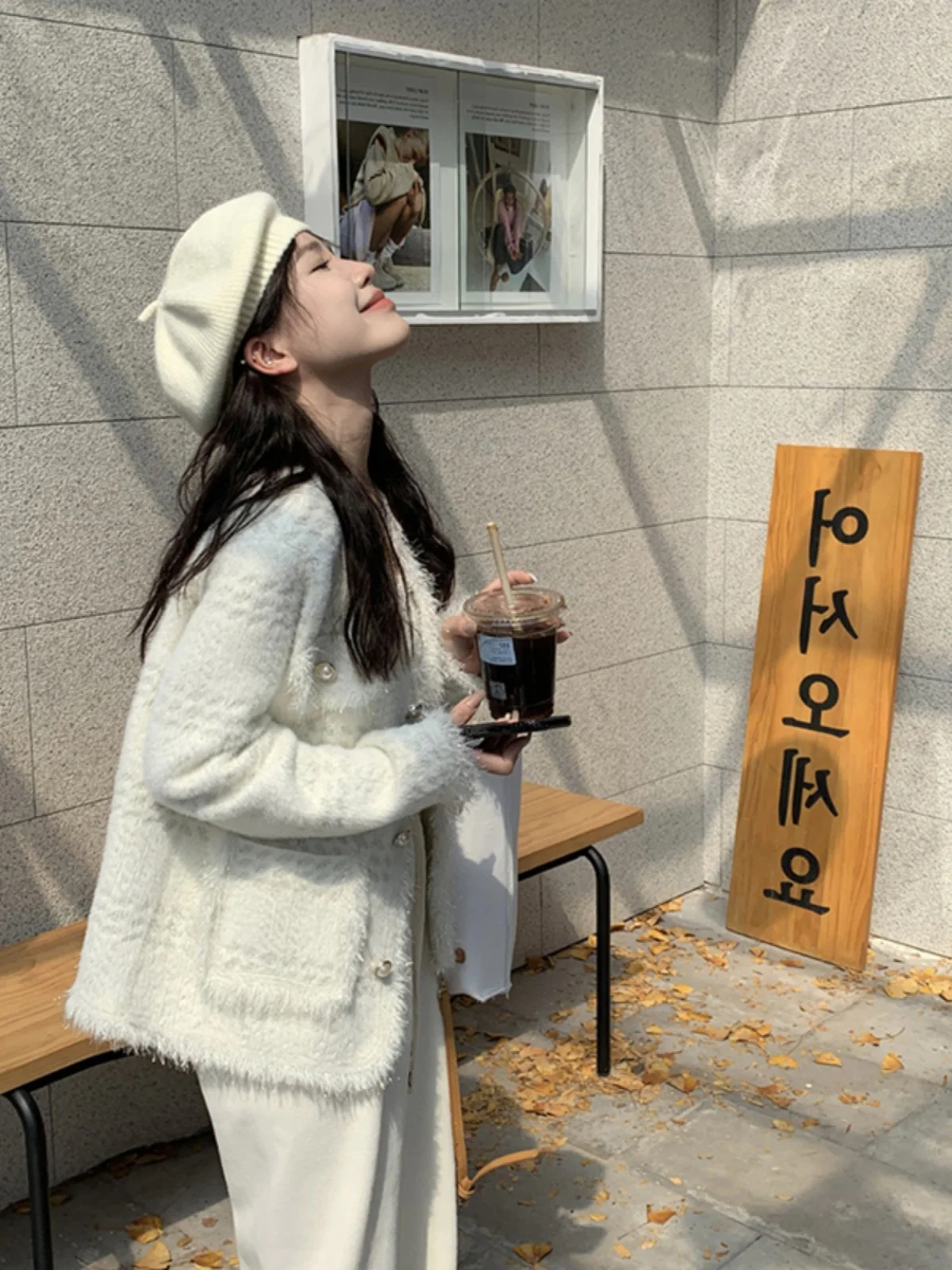 

Tweed Jacket English Style Womens Autumn Gothic Edgy Solid Pockets Quilting Adjustable Campus Outerwear Military Long-Sleeved OL