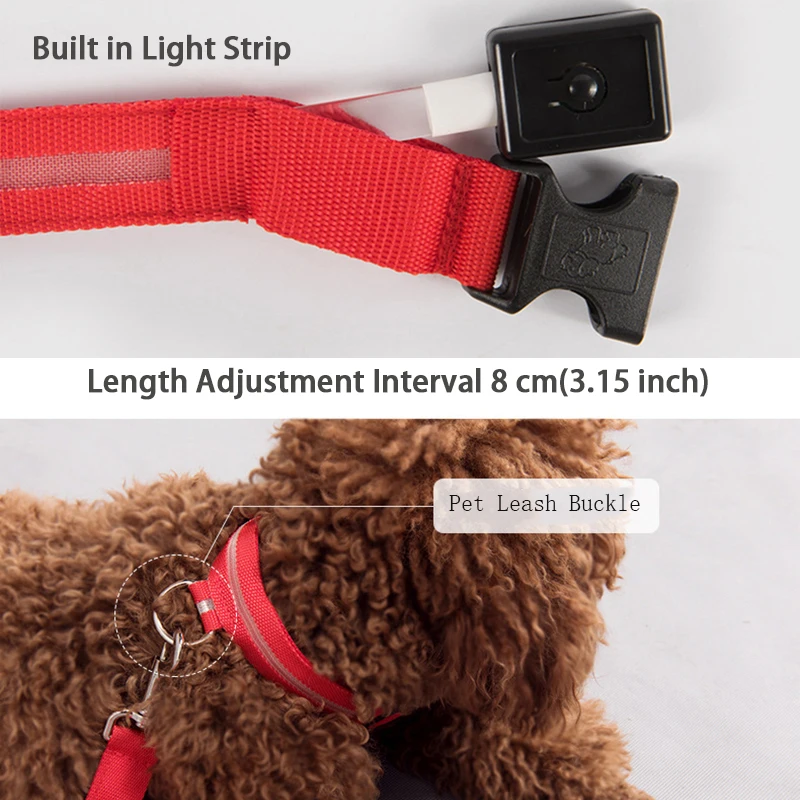 Dog Collar LED Light Electronic Night Safety Anti-Lost Nylon Adjustable Luminous Glowing Collar For Dogs Cats Pet Products Xs-XL