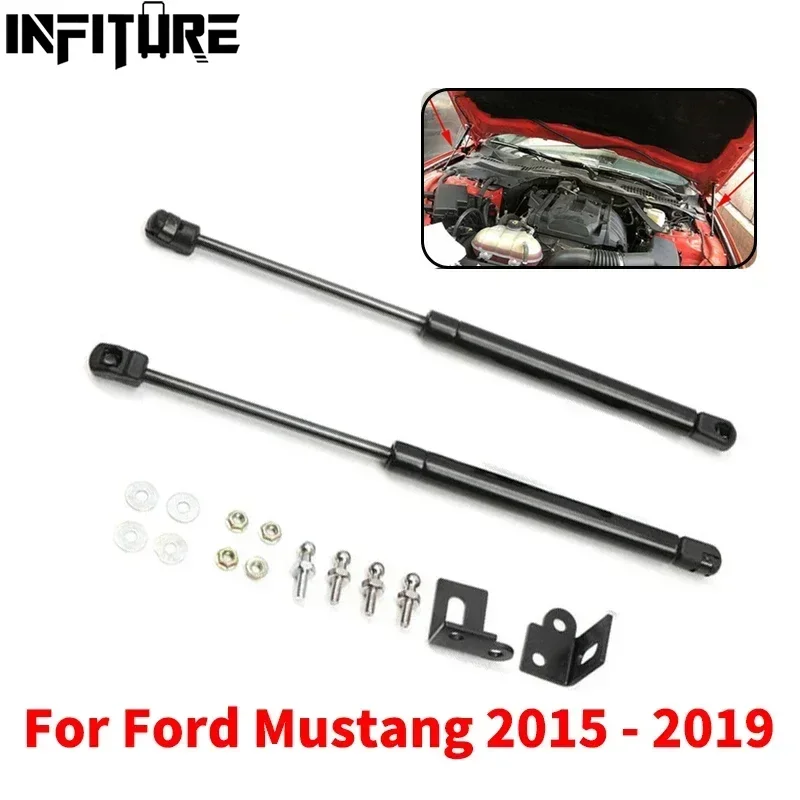 

2x Car Front Engine Hood Bonnet Cover Spring Shock Gas Struts Lift Supports Props Rods For Ford Mustang 2015 - 2019