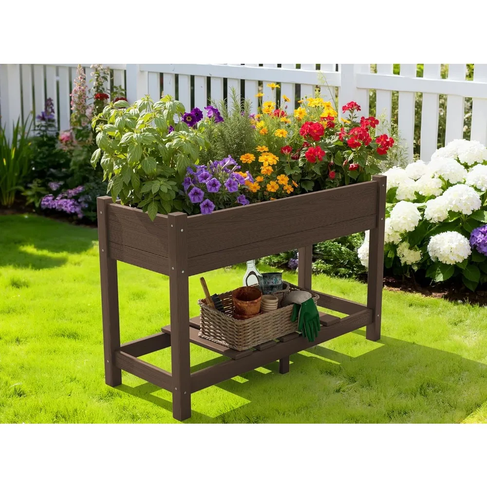 Raised Garden Bed with Legs, 43×17×30 Large HDPE Elevated Planter Box for Vegetables Flower Herb Patio, Customized