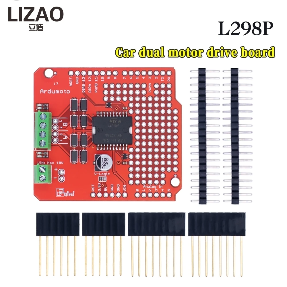 LIZAO L298P Motor Drive Module Dual Channel DC Control Shield Universal Expansion Board for MCU Development