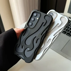 3D Flame Hollow Out Case for Samsung Galaxy S25 Ultra Plus S24 S23 S22 A16 A15 A55 A06 5G Cover Shockproof Soft Matte Shell
