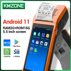 Handheld POS PDA Terminal Bulit-in 58mm Receipt Bill Printer 3G Network Bluetooth Android 11 PDA 5.5inch Touch Screen Wifi