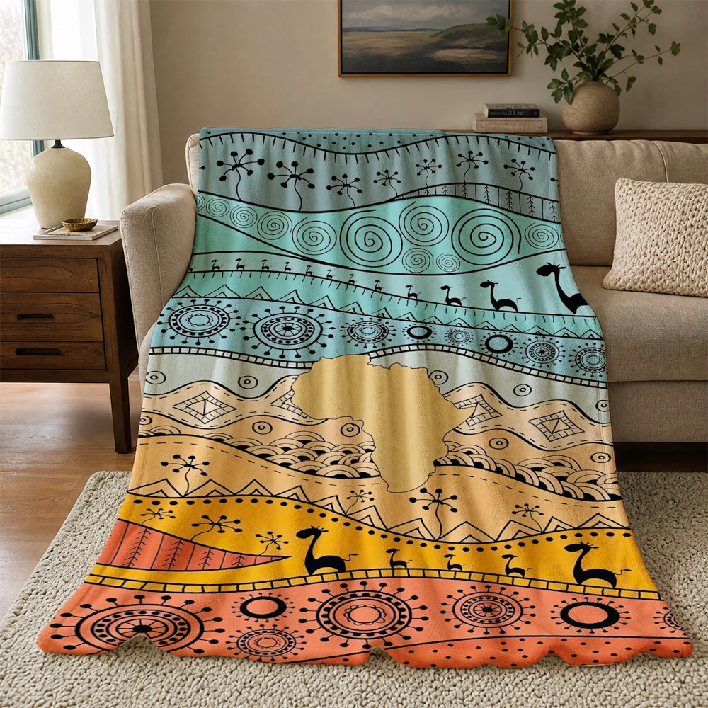 Boho Safari Animal Print Throw Blanket Cozy Living Room Couch Decor Gift for Jungle Lovers
