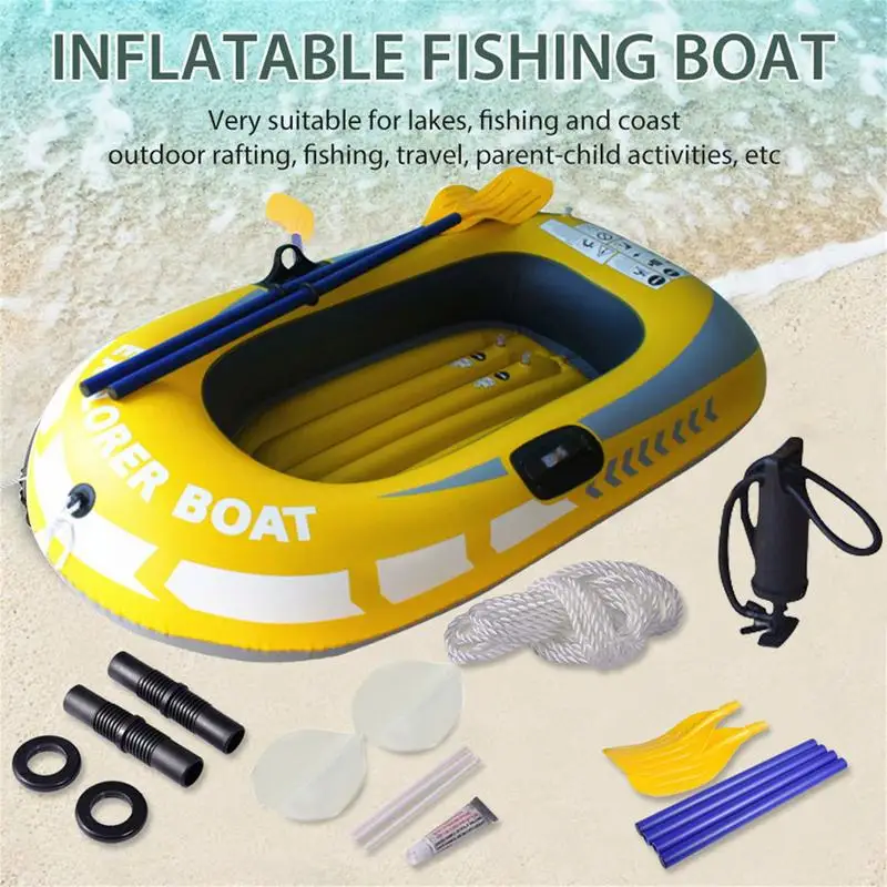 1/2 Person Inflatable Boat Summer Double PVC Inflatable Kayak Folding Fishing Air Boat Raft for Outdoor Drifting Water Sports