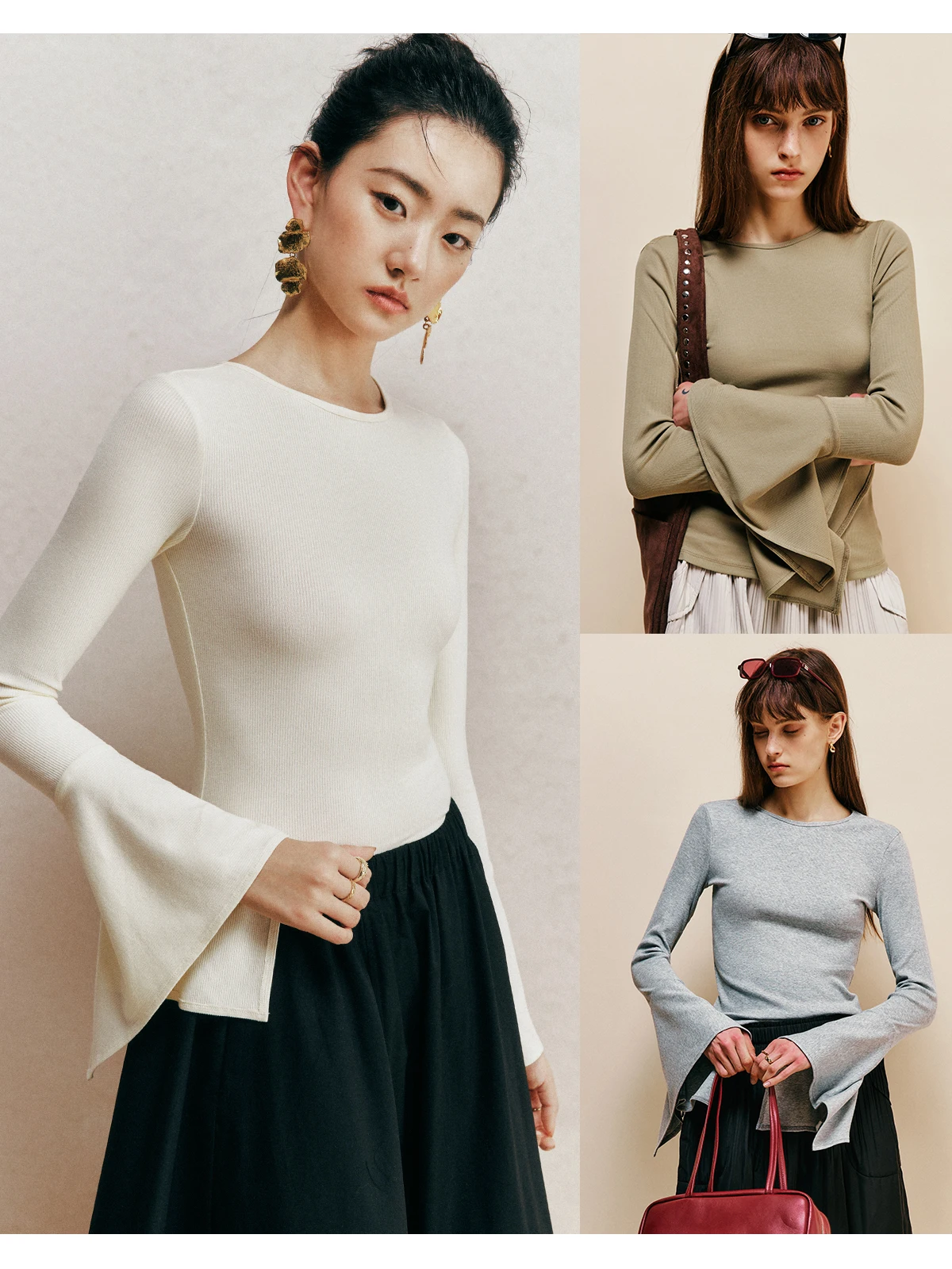 

Женская модная облегающая трикотажная майка с круглым вырезом без рукавов, мягкая, эластичная, с эффектом самодержания формы, с рукавами-колокол, в рубчик