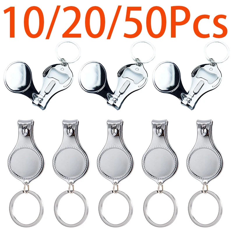 10/20/50 sztuk ręczny obcinacz do paznokci u stóp otwieracz do butelek brelok breloczek uchwyt na łańcuszek trymer narzędzia metalowy obcinacz do paznokci breloki hurtownia