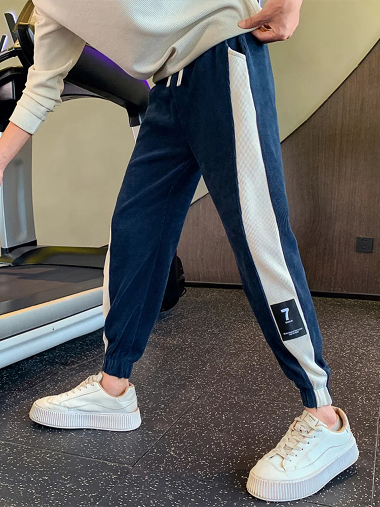 

Осенние мужские повседневные свободные брюки в стиле колор-блок, спортивные брюки-харланы для отдыха, модные брендовые молодежные брюки для активного образа жизни