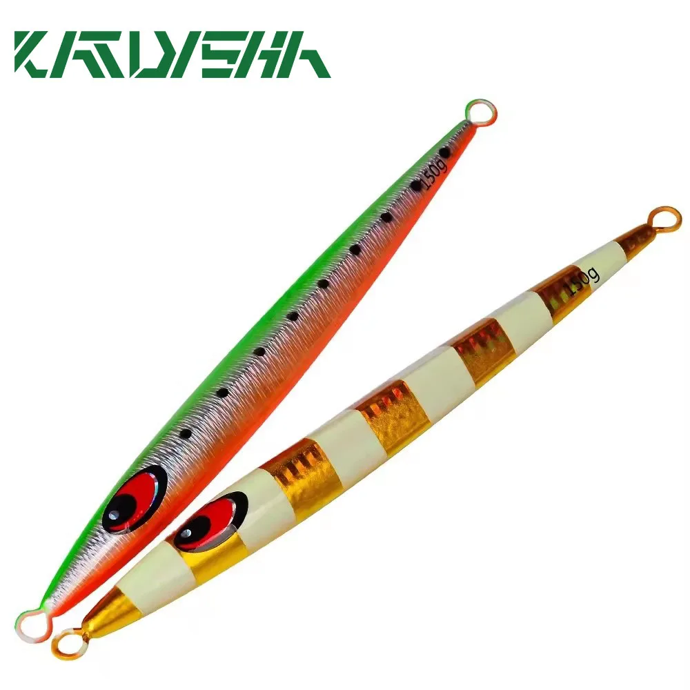 

Glow Fishing Jigs Speed Jigging Pitching Lures Vertical Lead Jigging Lure Saltwater Artificial Bait 150g 200g 250g 5 colors 1PC