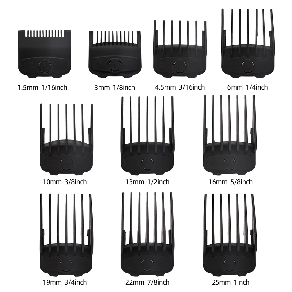 10Pcs Universal Black Hair Clipper Guards Clippers Barber Accessories Professional Trimmer Attachment Limit Combs