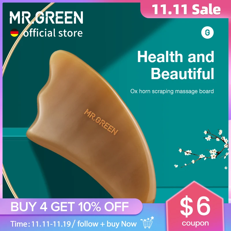 

MR.GREEN гуаша скребковая массажная доска бычий рог лицо, шея, массаж тела, инструмент для красоты, спа, уход за кожей, скребок для облегчения боли в шее