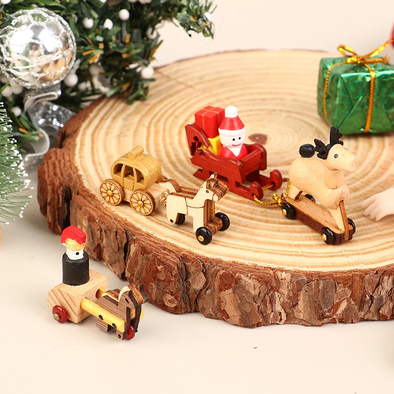 1/12 Dollhouse Miniature Accessories Mini Wooden Train Simulation Model Toys for Doll House Decor