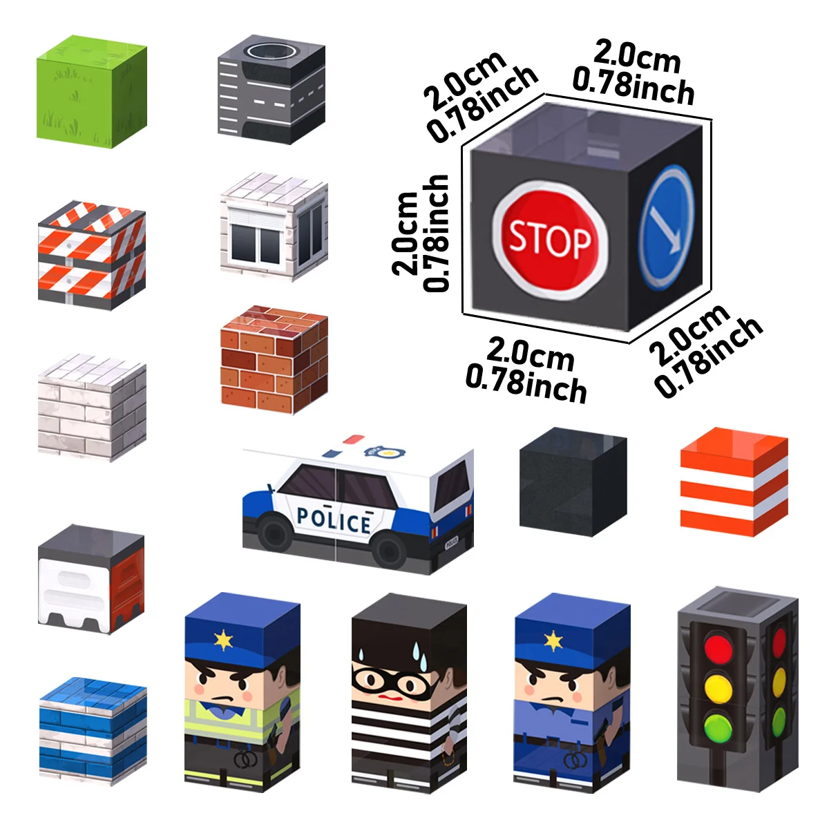 2cm-Magnetic Police Station Sensory Magnetic Toys for Kids, Classroom Must Haves Construction Toys, Christmas, Halloween Gift