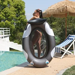 Inflatable Swimming Ring for Adult Kids Jumbo Black Whale Pool Float Rider Giant Beach Mattress Summer Lake River Fun Pool Toys