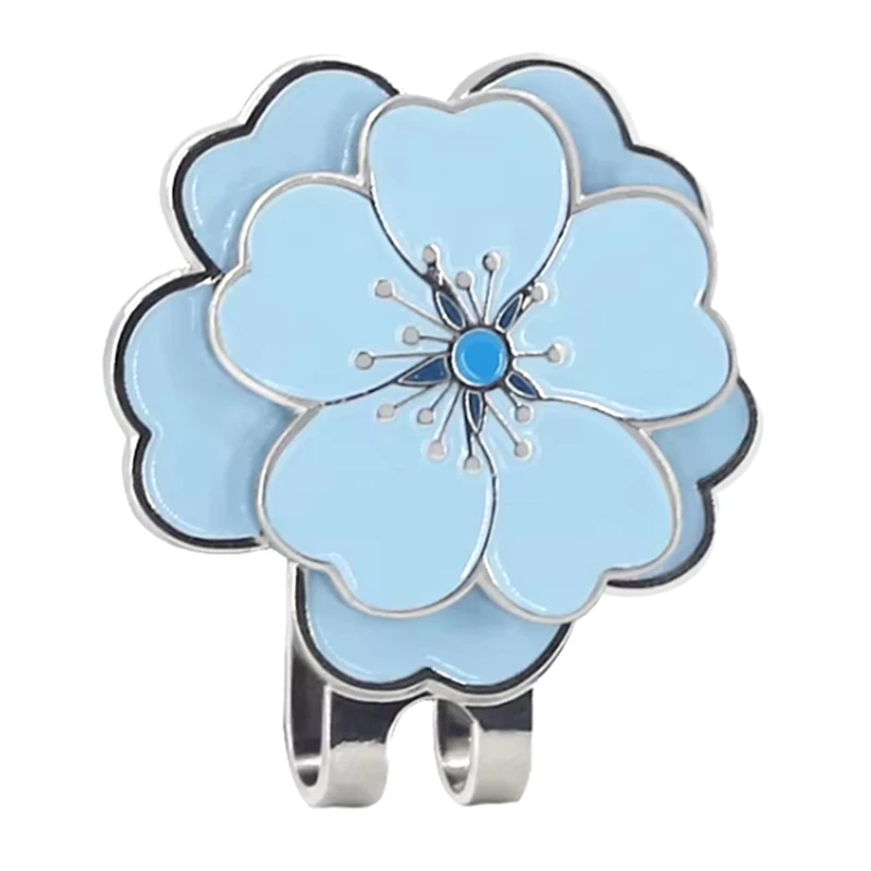 

Съемный зажим для кепки для гольфа с желтым цветочным узором и магнитным маркером с маленьким цветком для девочек и женщин, подарок, аксессуары для гольфа, синий цвет