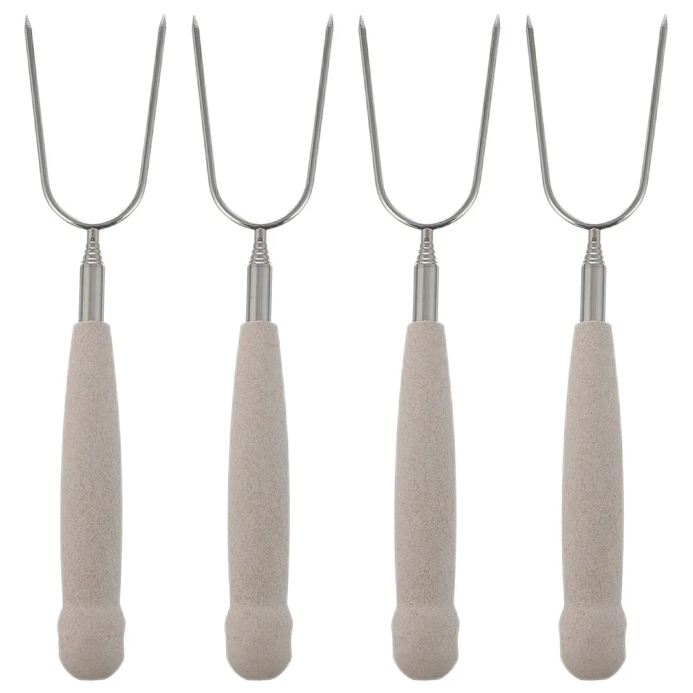

Набор из 4 U-образных вилок для гриля из нержавеющей стали, портативные, с защитой от ожогов, для барбекю на открытом воздухе, для мяса и овощей