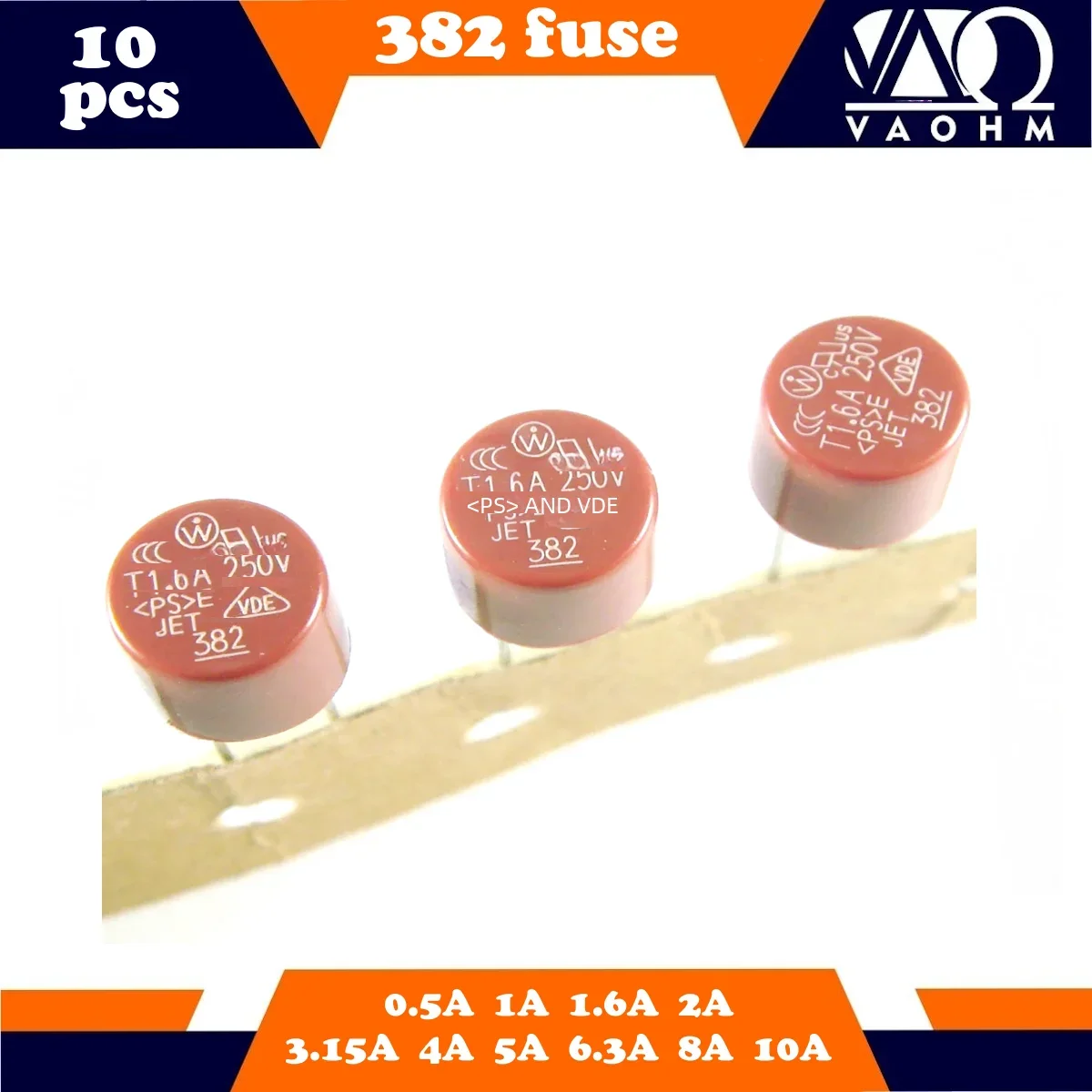 

10PCS 382 Time-Lag Cylindrical Fuse 0.5A 1A 1.6A 2A 2.5A 3.15A 4A 5A 6.3A 8A 10A for LCD TV Power Board