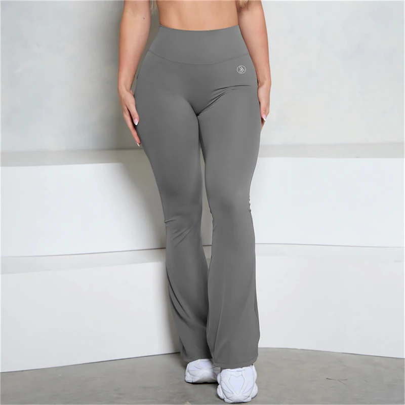 Allure The Brand Pocket Flare Scrunch Butt Pants ATB Women Tight-Fit Sexy Slim High Waist Pants Push Up Fitness Flare Leggings