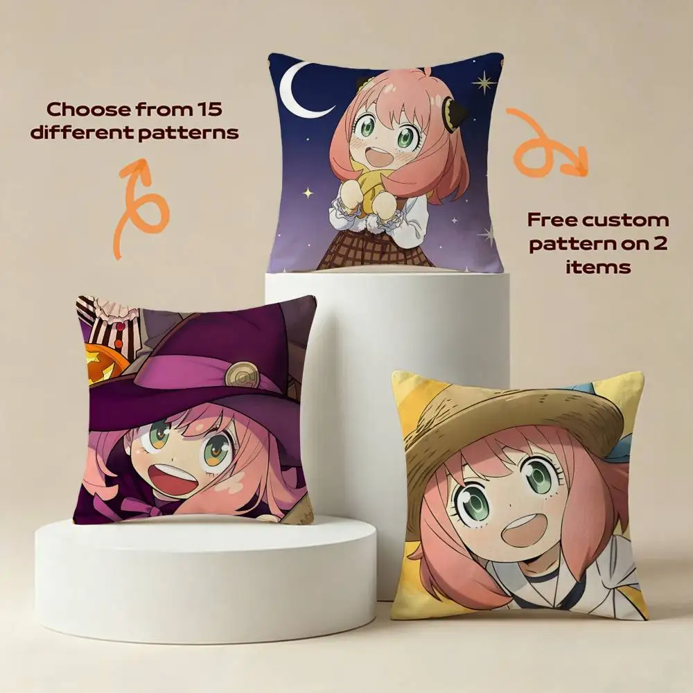 Lovely Anime SPY A-Anya Forger Square Sofa Pillow Cover Solid Color Living Room Home Decor Cushion Case