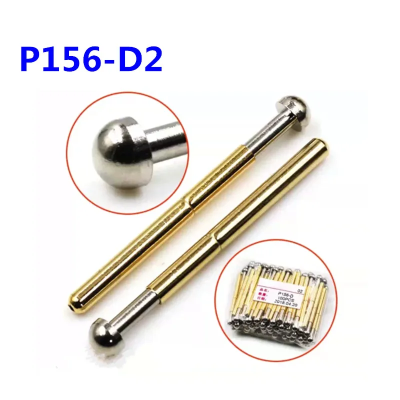 20PCS/Pack P156-D2 Large Round Head Spring Test Pin Outer Diameter 2.36mm Length 33.35mm For TCT Test
