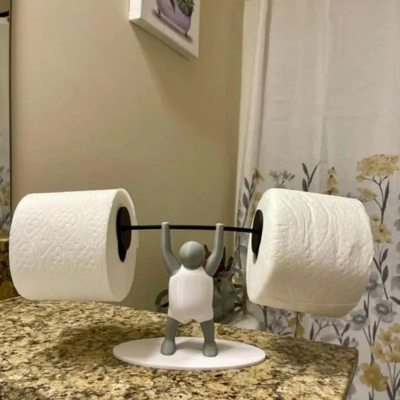 Interessanter Toilettenpapierhalter mit Gewichtheber-Motiv – Badezimmerdekoration im Fitness-Stil, lustiges Wohndekor-Geschenk für Fitness-Liebhaber – Detail 6