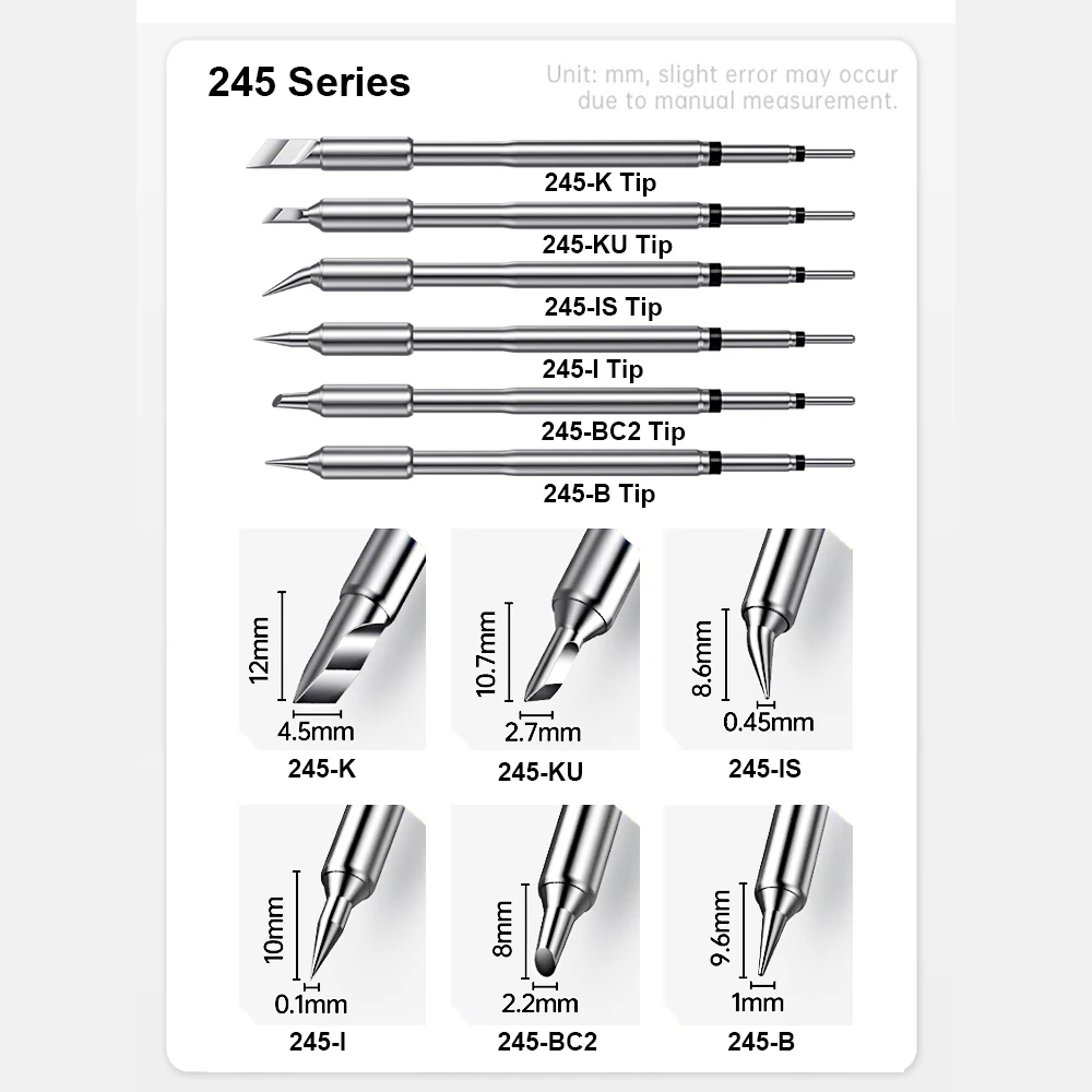 ANSIKI T210 T245 طرف لحام سلسلة فائقة الدقة لـ TS21 T80 T90 HS02 سبيكة لحام استبدال طرف أدوات لحام دقيقة