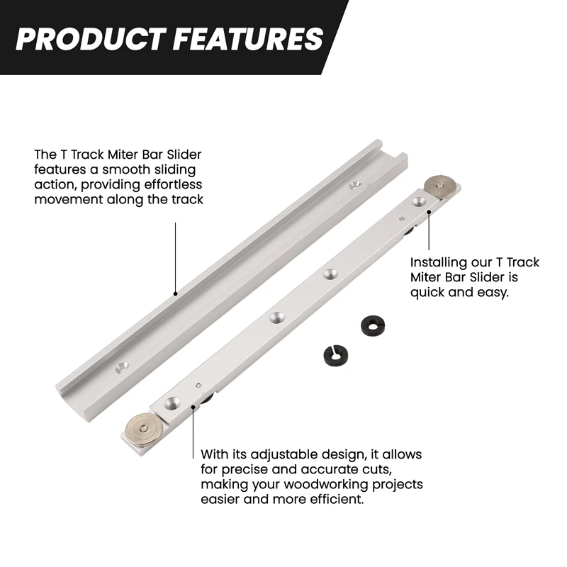 【CLEARANCE】T Track Miter Bar Slider,Aluminium Alloy Miter Bar,Jig And Fixture Bar Slider Table Saw Gauge Rod Wiith Chute