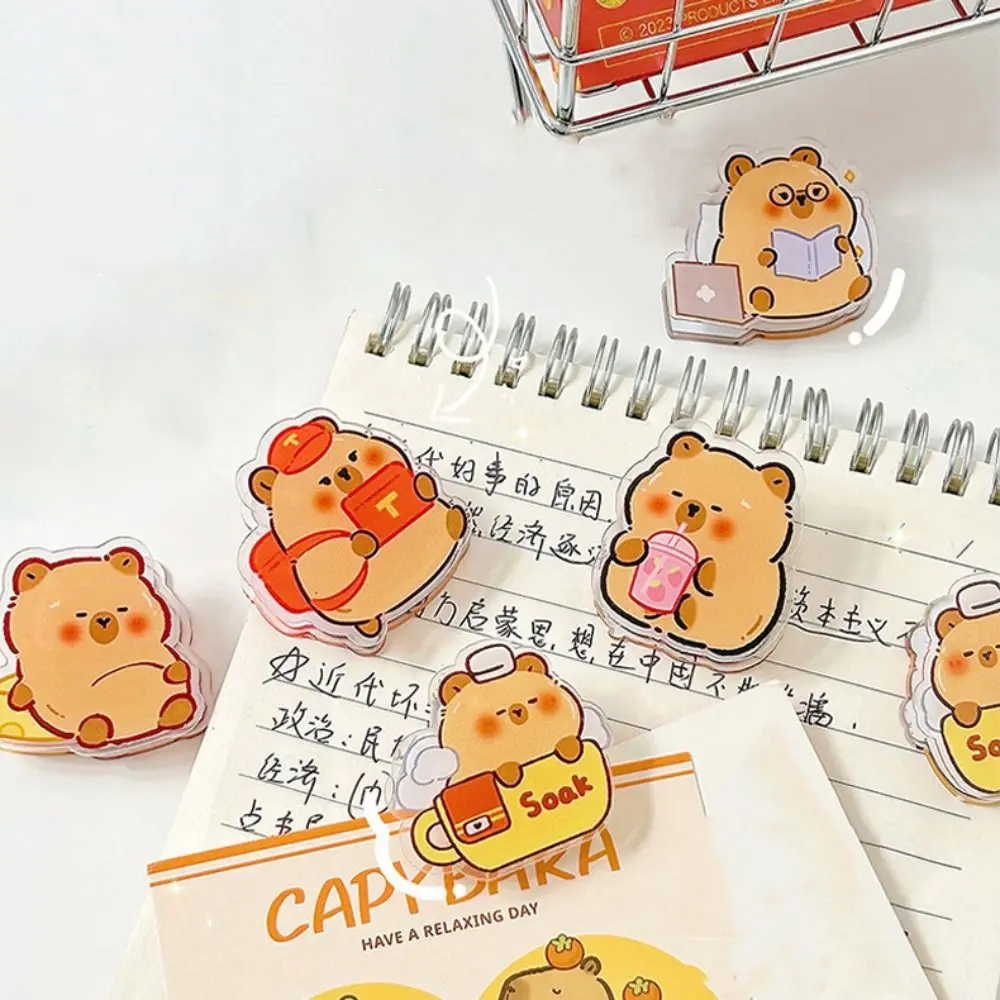 Paperclip Capybara Pp Clip Draagbare Capibara Decoratieve Acryl Paperclip Acryl Cartoon Memo Clip Foto Klem