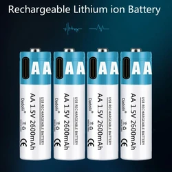 AA Battery 1.5V AA 2600mAh USB rechargeable li-ion battery for remote control mouse small fan Electric toy battery + Cable