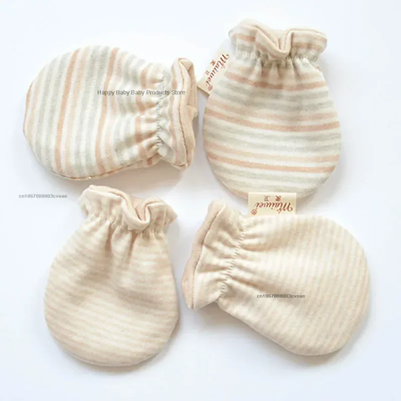 Newborn Baby Mittens Cotton Gloves Anti-Grab Girl Boy Stripe Polka Dot Hand Glove for Kids Spring Summer Cute Mittens 0-2T