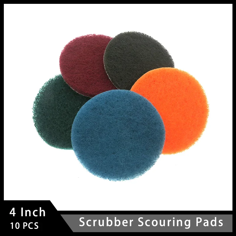 4 Inch Drill Power Brush Scrubber Scouring Pads 10 Pcs Assorted 80/400/800/1500/2000 Grit for Removling Rust Spots Oxide Scale