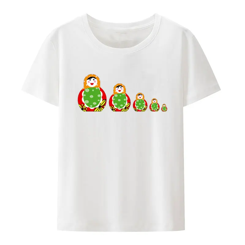 Funny Matryoshka Doll Modal T Shirt Cute Women Short-sleev Cartoon  Aesthetic Print Tee Hip-hop Hipster Street Fashion Camisetas