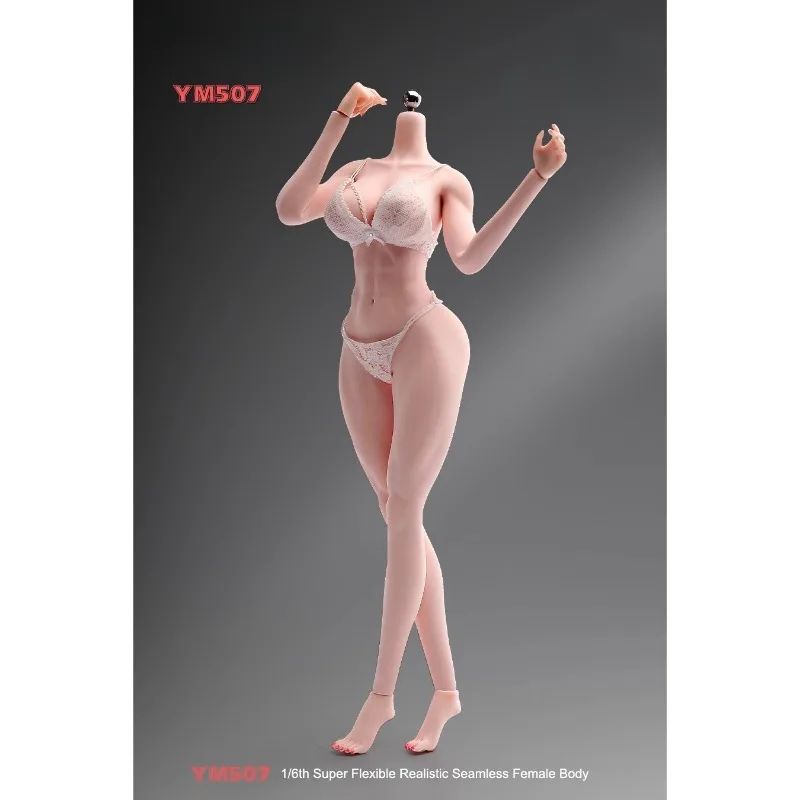 YM507 1/6 Scale Super Flexible Realistic Seamless Female Body Platinum Silicone Rubber Joint Movable Fit 12'' Toy Figures Body