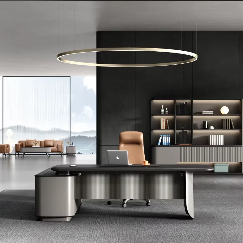 

Modern Luxury Executive L-Shape Desk with Side Table New Model Office Furniture