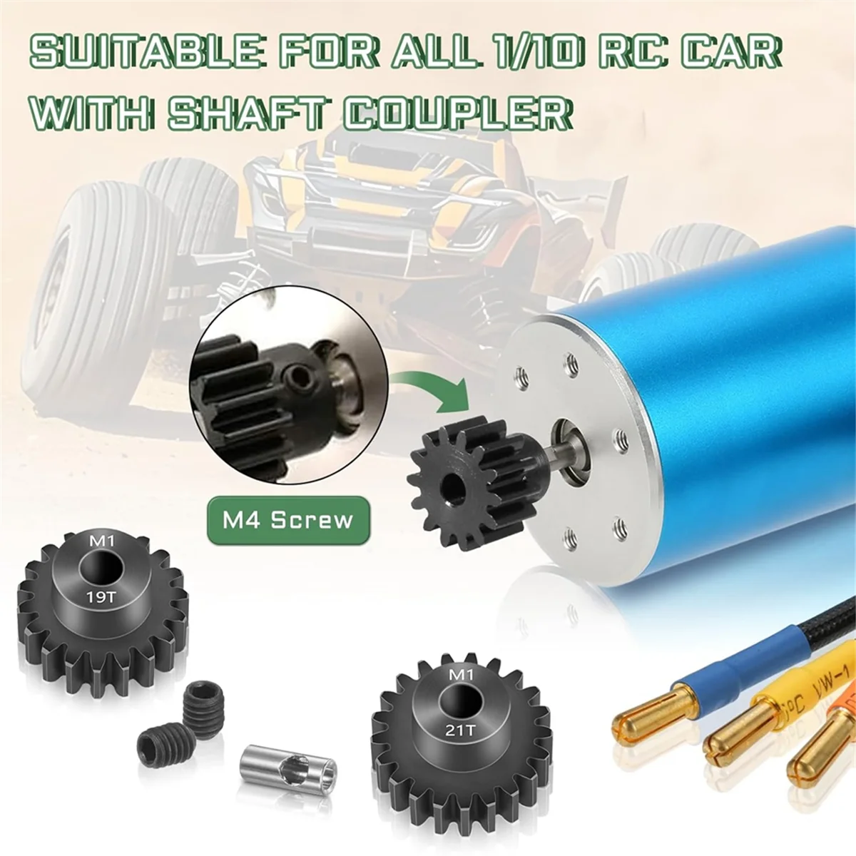 Практичный комплект шестерен Mod 1, 4 шт., 19T 20T 21T 22T M1, шестерня из металла, закаленная сталь, подходит для вала двигателя RC 5 мм с шестигранным ключом