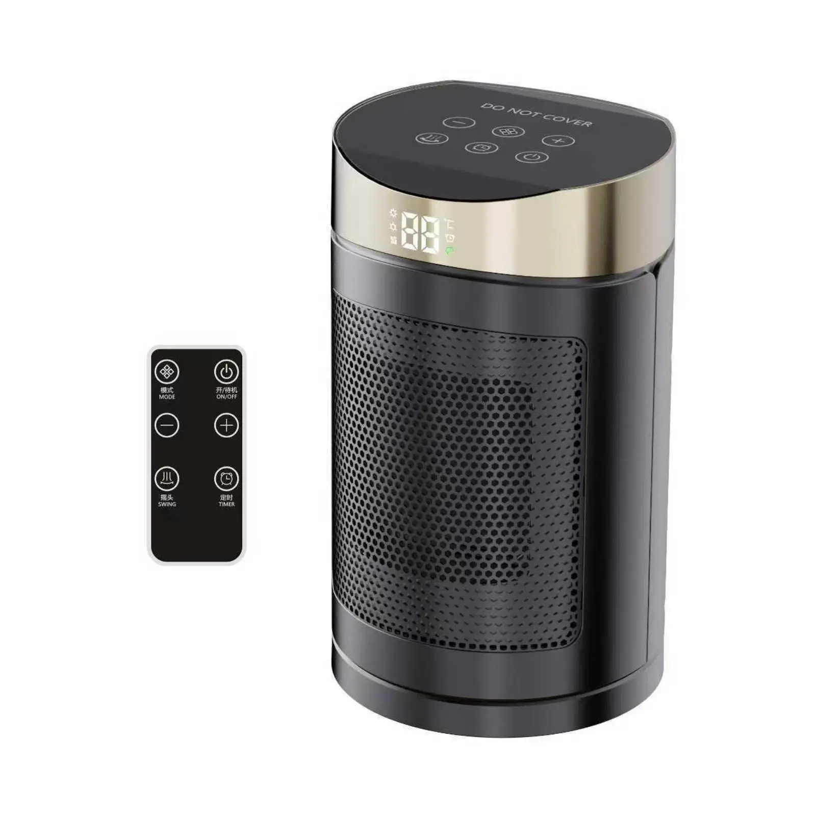 Tabletop Heater with Remote Control | Oscillating Wide-Angle air distribution, Space-Saving Compact Design, Portable Heater with