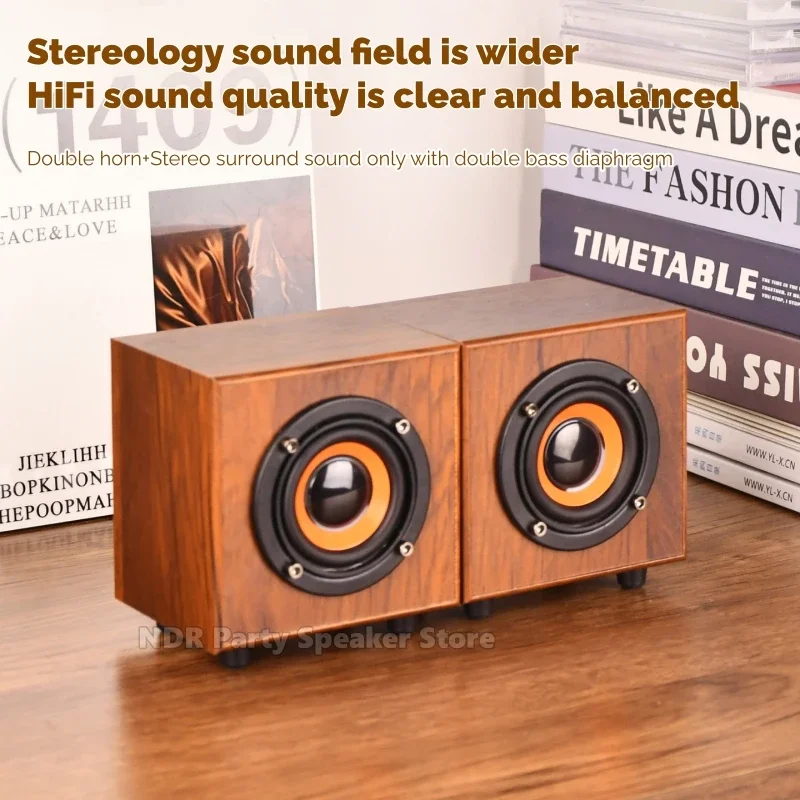 خشبية خمر جهاز كمبيوتر شخصي مكبرات الصوت PC صندوق الصوت HIFI ستيريو USB السلكية Caixa De Som لأجهزة الكمبيوتر المكتبية أجهزة الكمبيوتر المحمولة