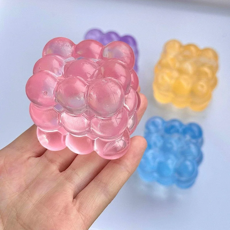 Three Dimensional Bubble Cube Squishy Stress Relief Fidget Sensory Toy Clear Non-toxic Maltose Slow Rebound ADHD Squeeze Toy