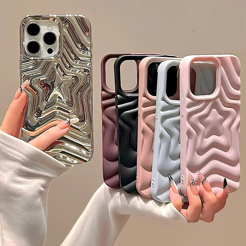 Glitzernde, verchromte, silberfarbene, abgestufte, fünfzackige Stern-TPU-Handyhülle für iPhone 18 Pro Max 17 16 15 13 14, plattierte Silikon-Rückseite – Detail 4