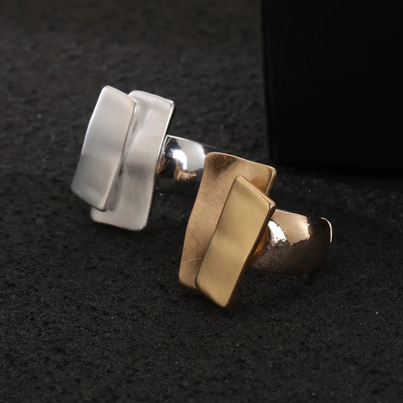 

Kaseakia Rectangle Shaped Metal Big Chunky Adjustable Elastic Rope Rings for Women