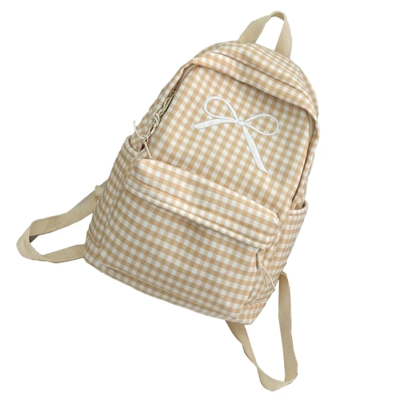 Mochila escolar a cuadros estética, mochila capacidad para mujer y niña, bolsa libros