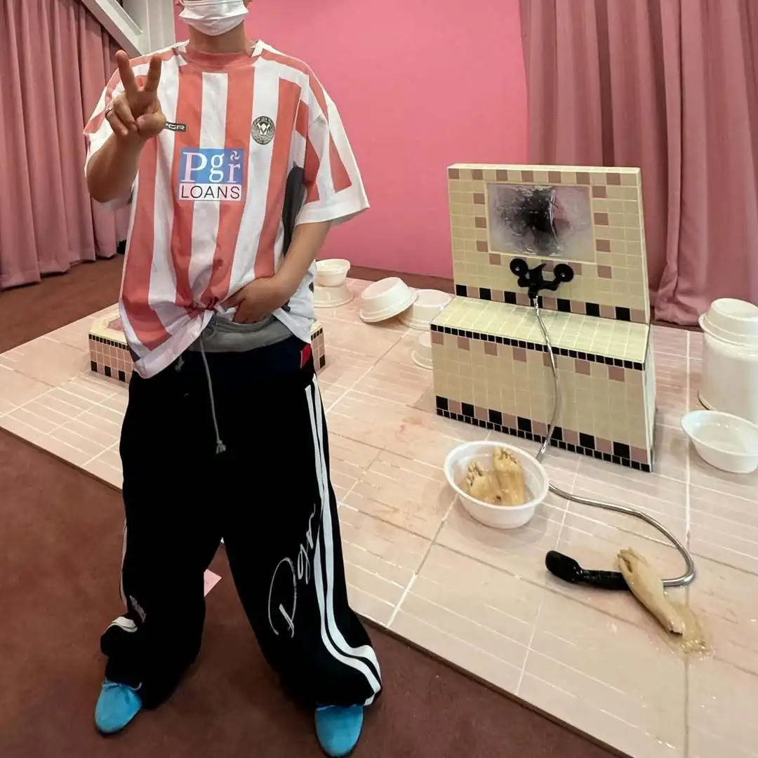 Grailz Project G/R Pantalon de survêtement coupe décontractée brodé à triple rayures avec faux pantalon long baggy à triple rayure