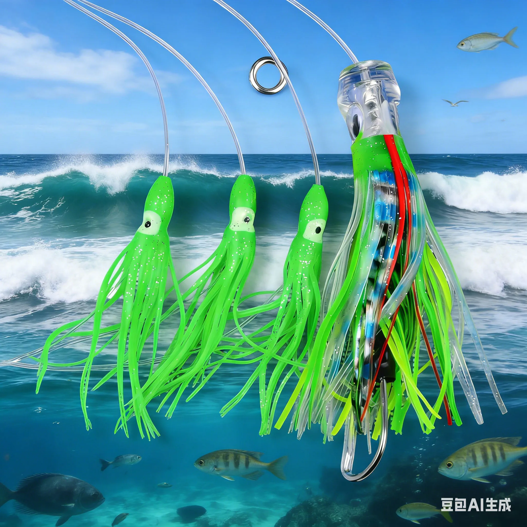 

6/9 Inch Squid Lure Octopus Shaped Dragging Skirt Slowly Biomimetic Soft Bait Sea Fishing Lure Replacement Accessories